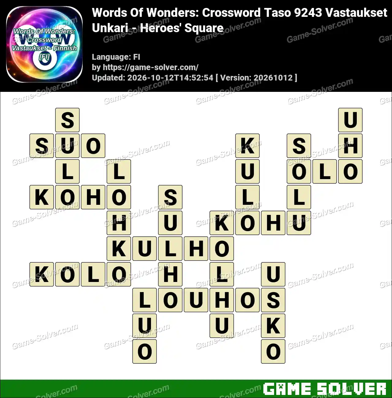 Words Of Wonders: Crossword Taso 9243 Vastaukset – Unkari – Heroes’ Square